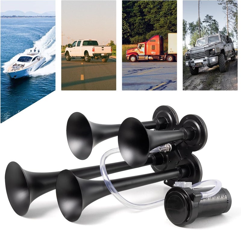 AOLIHAN 150dB Train Horns for Trucks 12V Truck Horn with Compressor Super Loud 4 Trumpet Air Horn for Car/Pickup/Van/SUV/Pickup - Image 2